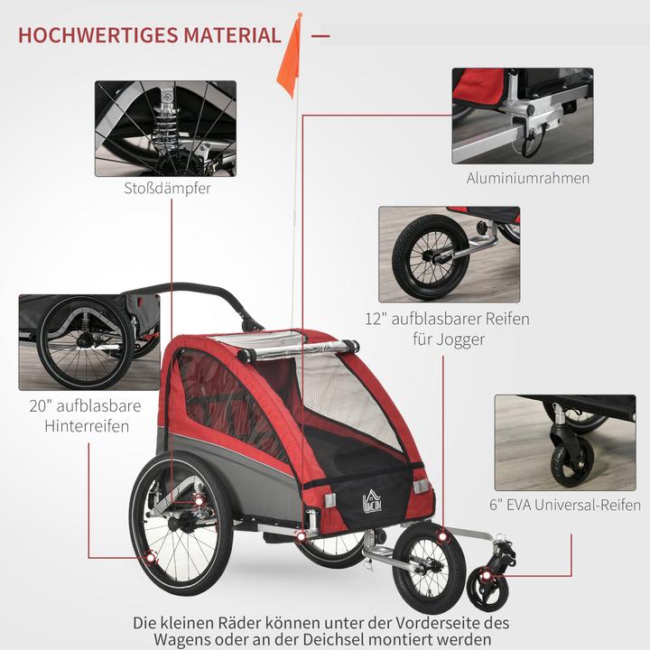 Immagine prodotto Homcom Passeggino 3in1 anche come jogger e rimorchio per bicicletta
