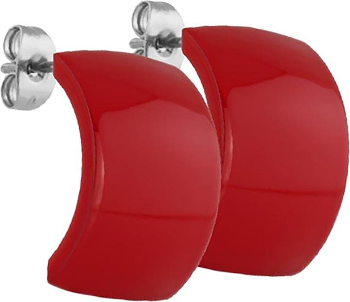 Actual product image Star Piercing Stud Earrings Fire Red Shield (without brass, Surgical steel 316L)