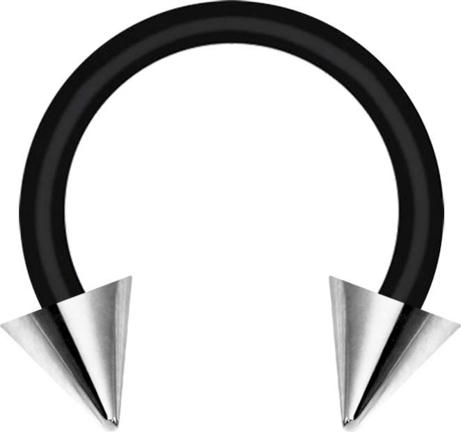 Produktbild Star Piercing Micro Circular Barbell schwarz mit zwei Cones silber (Bioflex, Chirurgenstahl 316L, ohne Messing)
