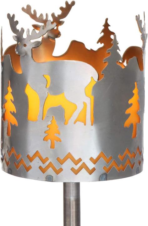 Immagine prodotto Novaliv Gartenfackel Hirsch Feuerschale Metall mit Stiel Brennmittel Solarlampe LED