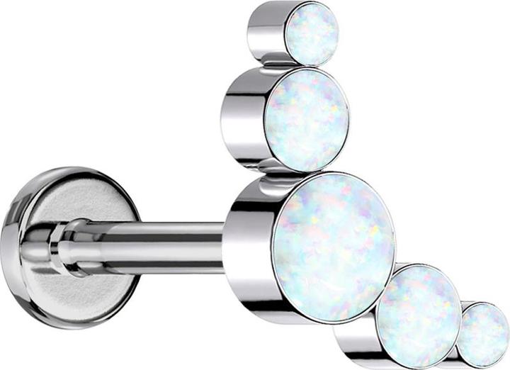 Produktbild Star Piercing Micro Labret Innengewinde silber fünf Opale weiss (Chirurgenstahl 316Lohne Messing, Titan G23ohne Messing)