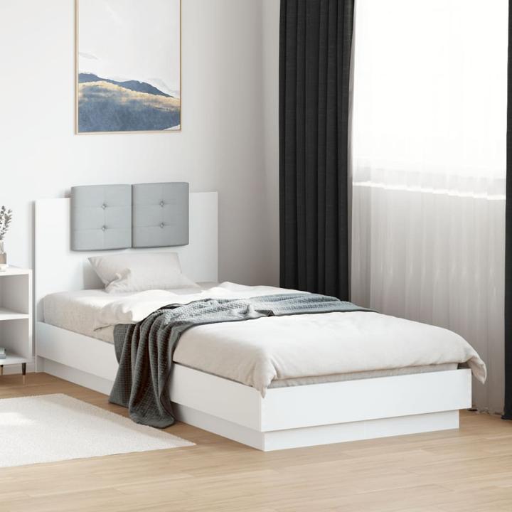 Produktbild VidaXL Bettgestell mit Kopfteil und LED-Leuchten (90 x 200 cm)