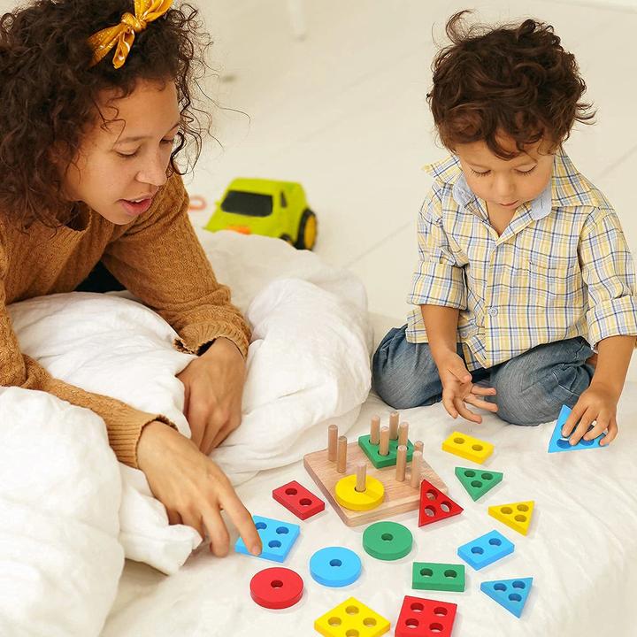 Actual product image Activity Board Wooden sorting and stacking toy educational learning preschool colour recognition shape sorter