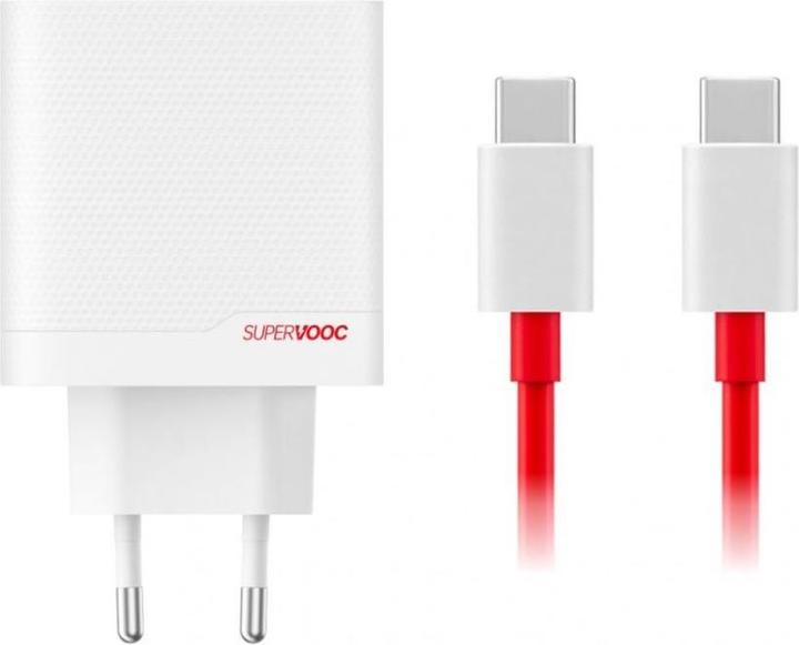 Actual product image - OnePlus SUPERVOOC 80W GaN Dual USB-A + USB-C Travel Charger + USB-C/USB-C Cable White (80 W)