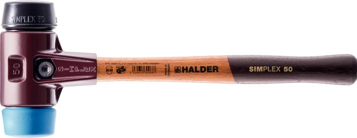 Halder Soft faced hammer SIMPLEX length 490 mm head-Ø 80 mm soft/medium hard wood TPE-soft blue/rubber (2840 g)