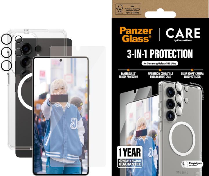 Actual product image PanzerGlass CARE by ® Flagship 3-in-1 Bundle Samsung Galaxy S 2025 Ultra (1 Piece, Samsung Galaxy S25 Ultra)
