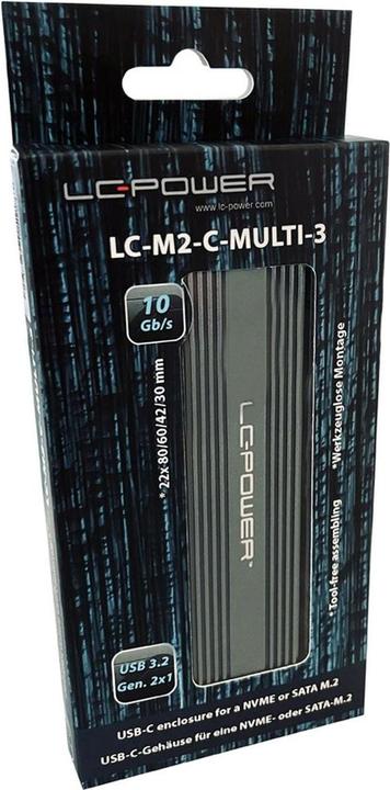 Immagine prodotto LC-Power M.2 LC-M2-C-MULTI-3 USB3.2 M.2 SSD Enclosure (NVMe & SATA)