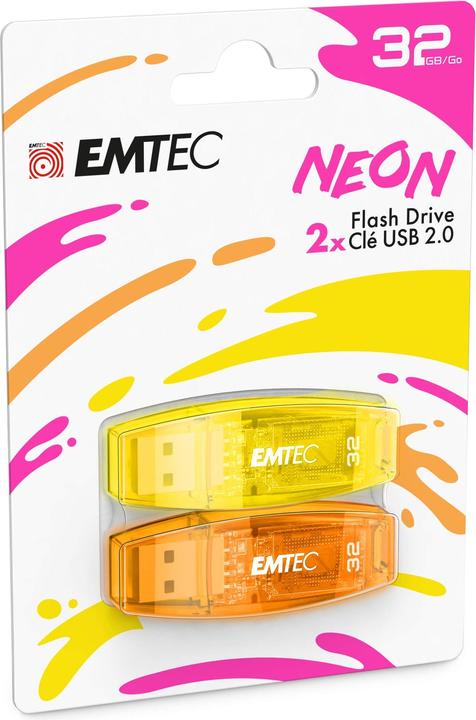 Produktbild Emtec C410 Neon 2-Pack (32 GB, USB-A)