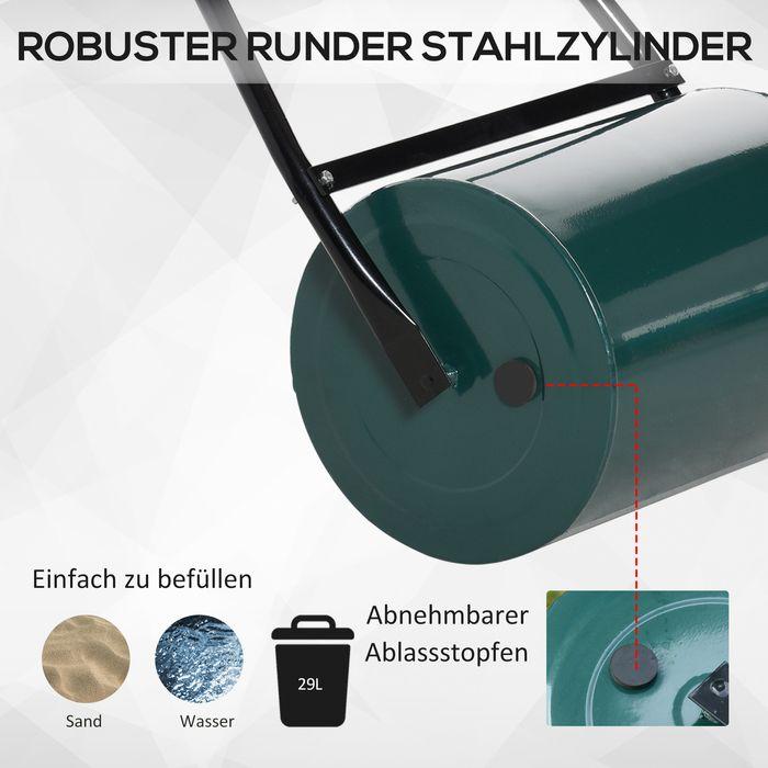Produktbild Swisshandel24 Rasenwalze mit U-Griff Gartenwalze Gartenrolle 30 cm Durchmesser 30 L Wasser-/Sandfüllung 41 cm Arbe