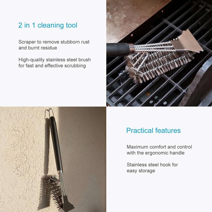 Image du produit Intirilife Brosse de nettoyage pour barbecue avec grattoir (43.50 cm)