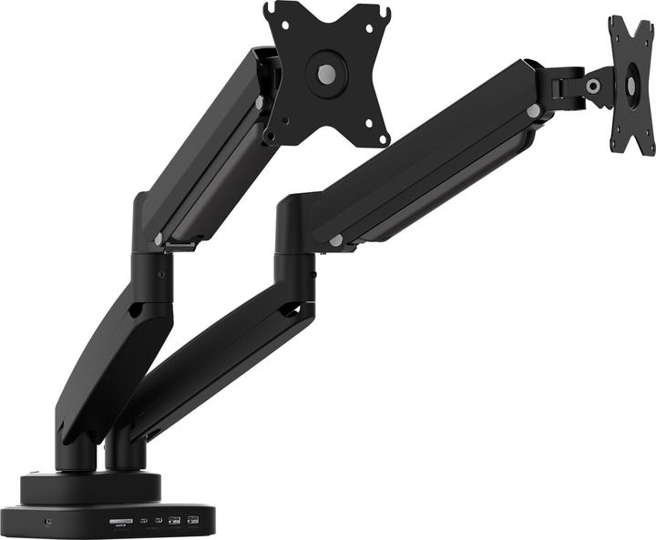 j5Create JTSA302 Ergonomic Dual-Monitor Mount with Docking Station, Black, Clamp/Grommet, 16 kg, 43. (Table, 32")