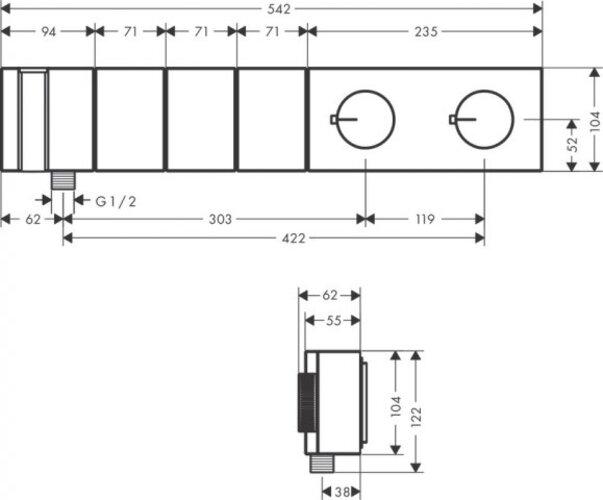 Produktbild Axor Edge Thermostatmodul Select 540/100 Unterputz für 3 Verbraucher