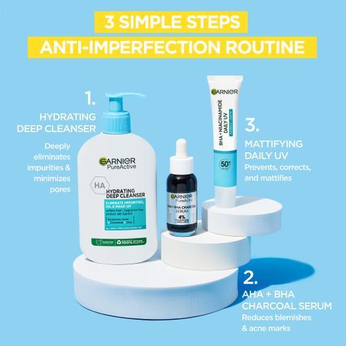 Actual product image Garnier Pure Active BHA + Niacinamide Daily UV Anti-Imperfection Fluid (SPF 50, 40 ml)