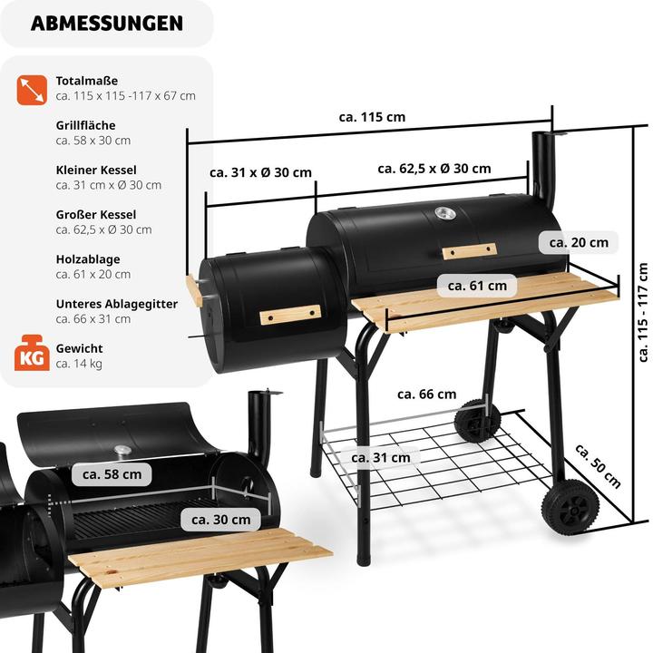 Image du produit tectake Barbecue Smoker Américain (58 cm)