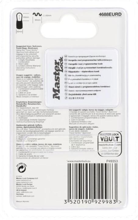 Image du produit Master Lock Serrure à code TSA