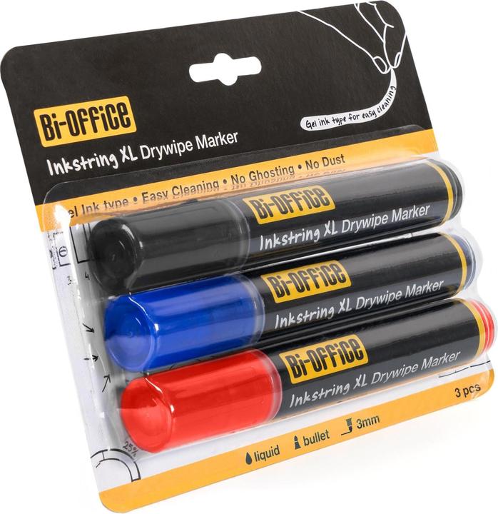 Immagine prodotto Bi-Office Marcatore per lavagna bianca Inkstring 3 pezzi (Blu, Nero, Rosso, 3 mm, 3 x)