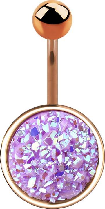 Actual product image Star Piercing Banana rose gold with druse stone light purple (Surgical steel 316L, Brass)