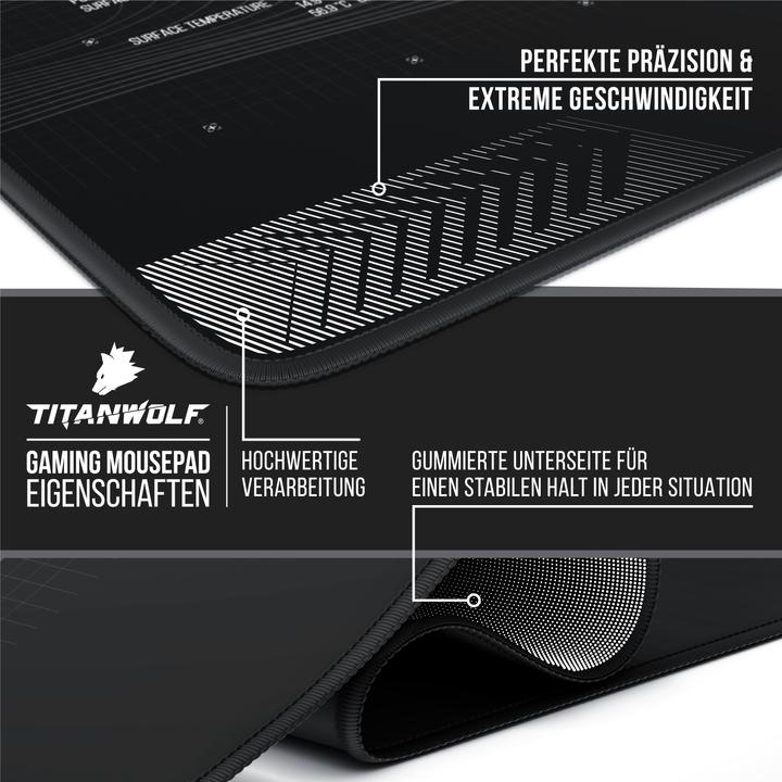 Image du produit Titanwolf Tapis de souris gaming, tapis de souris rapide XXXL, tapis de souris 1200 x 800 mm, vitesse et (XXL)