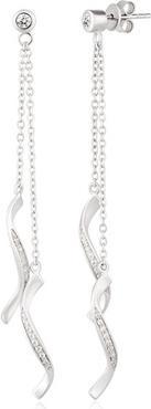 Modesi Long silver earrings with zircons M23053
