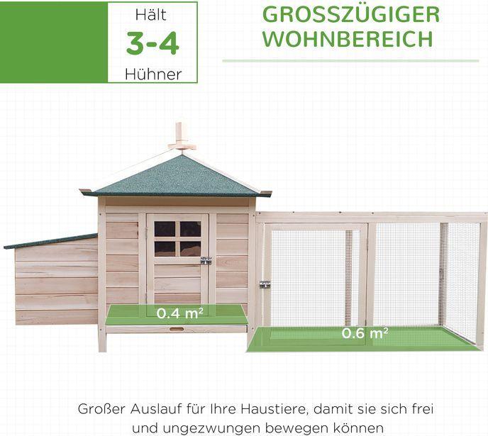 Produktbild Swisshandel24 Zwerghühnerstall Zwerghühnerhaus mit Auslauf und Sitzstangen Nistkasten Wachtelstall Winterfest Kief
