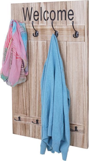 Actual product image Mendler Wall coat rack Welcome, Shabby Look Vintage, 91x60cm - natural brown