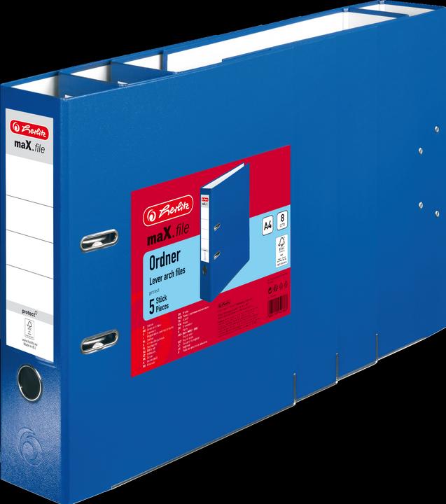 Produktbild Herlitz Ordner maX.file protect A4 8cm blau 5Stk Wechself. (A4, 80 mm, 5 Stück)