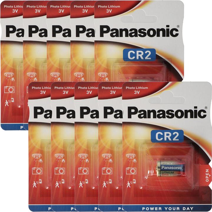 Actual product image Panasonic Batterie CR2, CR2EP, CR-2 Batterie 10er Pack (10 pcs., CR2, 850 mAh)