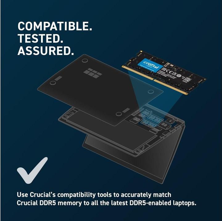 Actual product image Crucial CT16G56C46S5 (1 x 16GB, 5600 MHz, DDR5 RAM, SO-DIMM)
