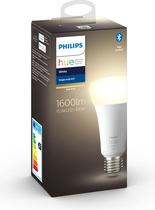Produktbild Philips Hue White (E27, 15.50 W, 1600 lm, 1 x, F)