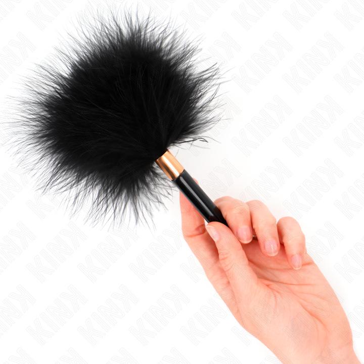 Produktbild Kink - Schwarz Gold Metall kitzeln Federn 18 Cm