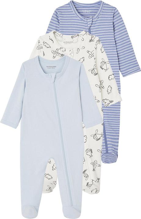 Vertbaudet 3er-Pack Baby Strampler mit Reissverschluss BASICS