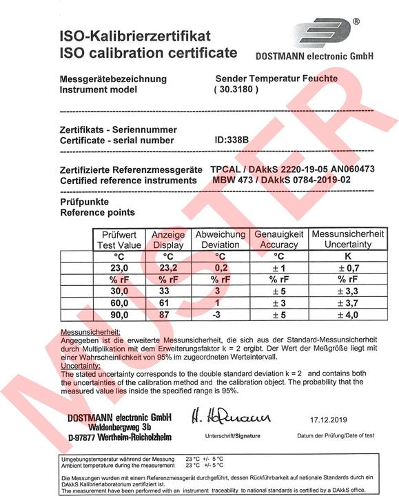 Produktbild TFA ThermoHygroSender Kalbrierzertifikat