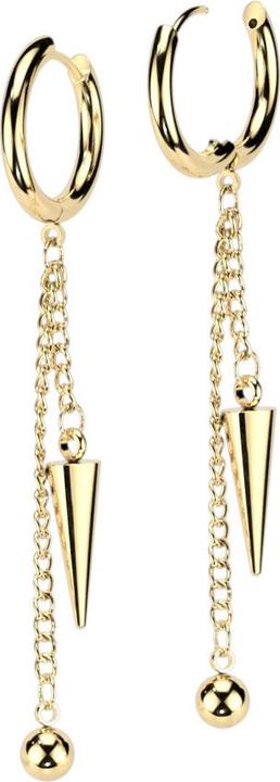 Image du produit Star Piercing Boucles d'oreilles plaquées or Chaînes avec boule et cône (Titane G23sans laiton, Acier chirurgical 316Laiton sans soudure)