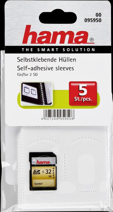 Actual product image Hama Self-adhesive sleeves for SD cards, pack of 5