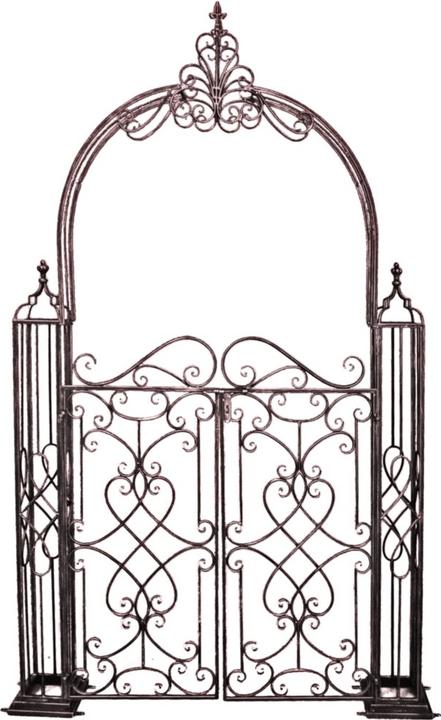 Garden Pleasure Treillis avec portail TOWADA Métal noir courbé 150,0 x 245,0 cm (23.50 cm, 150 cm)