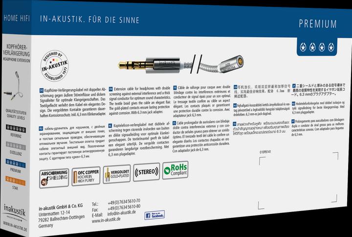 Produktbild Inakustik Premium 3.5mm Stereo-Klinken Verlängerungskabel (7.50 m, 3.5mm Klinke (AUX))