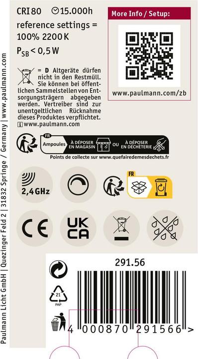 Image du produit Paulmann Filament AGL Zigbee (E27, 6 W, 470 lm, 1 x, G)