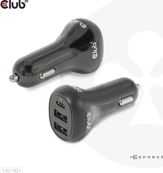 Immagine prodotto Club 3D Caricatore da auto USB Club3D 1xUSB C, 2xUSB A, 36W, 12/24V al dettaglio