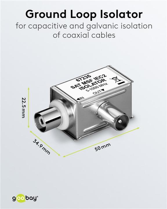 Image du produit Goobay Filtre à courant sous gaine, séparation galvanique (Prise antenne)