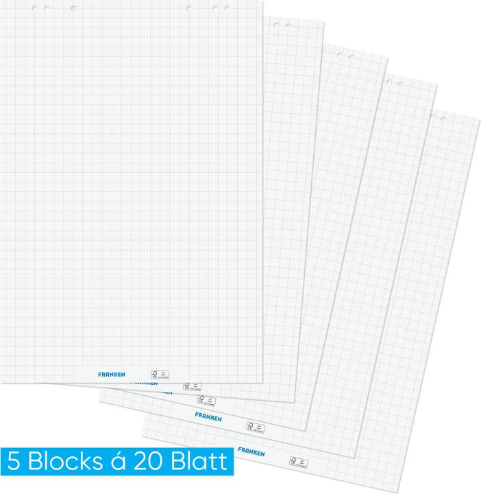 Produktbild Franken Flipchartblock, 20 Blatt, quadratisch, 680 x 980 mm weiss, chlorfrei gebleicht, 80 g/qm, universal