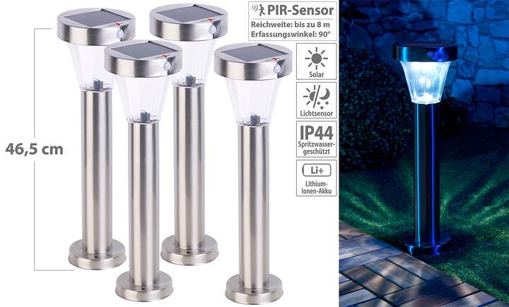 Immagine prodotto Lunartec Set di 4 luci solari da sentiero con sensore di movimento e di luce (220 lm, IP44)