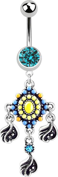 Image du produit Star Piercing Banane argent avec pendentif Tribal (Laiton, Acier chirurgical 316L)