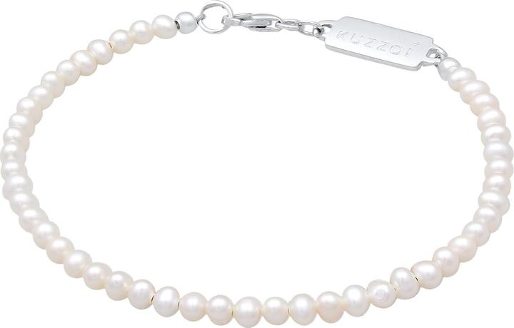 Kuzzoi Armband Süsswasserperlen klassisch schlicht 925 Silber (21 cm, No stone, Edelstahl, Süsswasserzuchtperlen, 925er Sterling Silber)