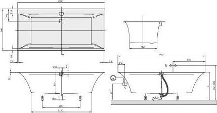 Immagine prodotto Villeroy & Boch V&B Sistema Whirlpool SQUARO EDGE 12 m BW angolo R 1900x900 Tech. Pos 1 noi (240 l, 190 cm, 90 cm)