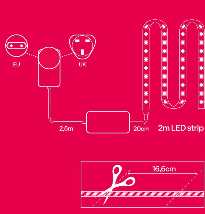Actual product image Innr Smart Flex Light Strip FL 120 C (Warm white, Neutral White, Cold White, RGBW, 200 cm, Indoor)