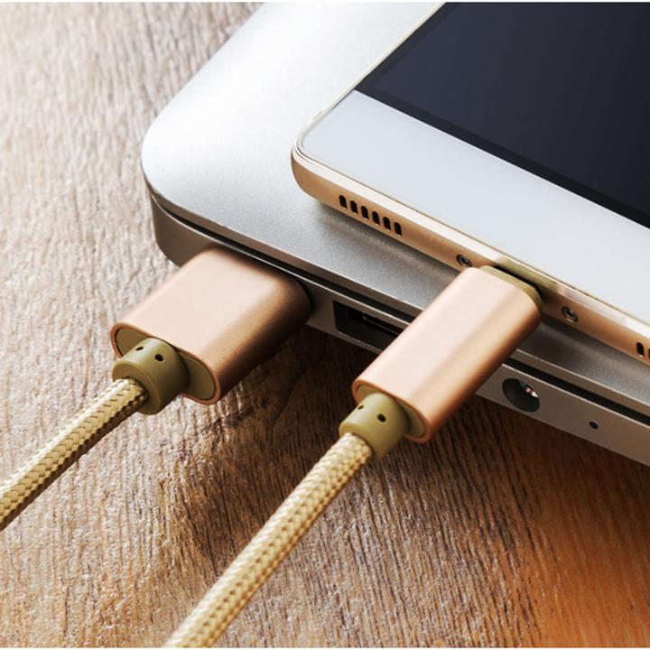 Actual product image Hermex Anki Type-C 3.1 USB Metal Charging Cable Fabric Data Cable 2.4A 1m GOLD (1 m, USB 3.1)