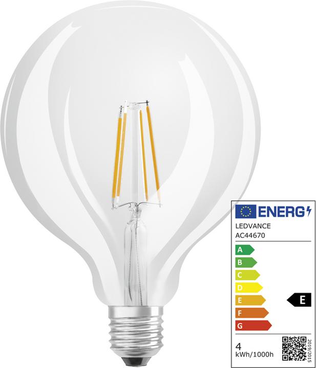 Immagine prodotto Osram 4099854054211 LED EEK E (A - G) E27 Globeform 4 W = 40 W Bianco caldo (Ø x H) (E27, 4 W, 470 lm, 4 x, E)