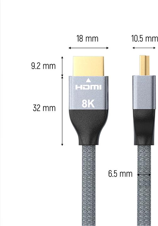 Actual product image Wozinsky cable HDMI 2.1 8K 60 Hz 48 Gbps / 4K 120 Hz / 2K 144 Hz 1 m Silver (WHDMI-10) (1 m, HDMI)