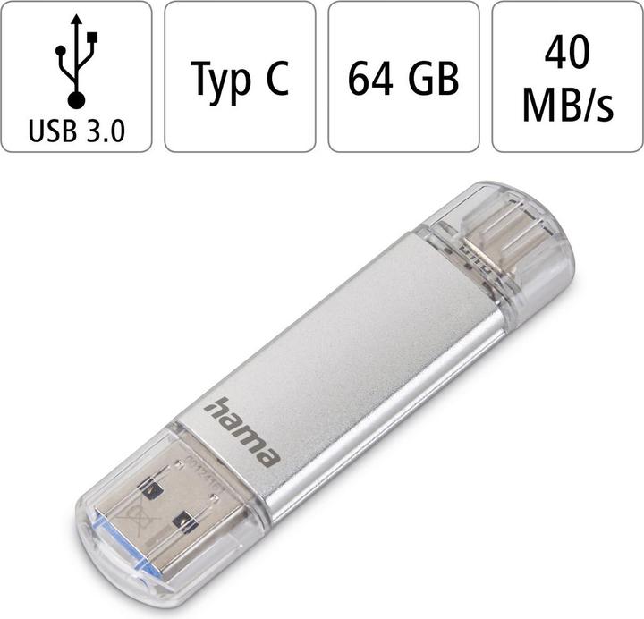 Immagine prodotto Hama C-Laeta (64 GB, USB 3.0, USB-A, USB-C)