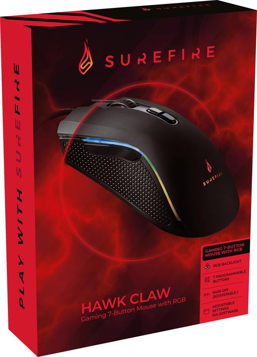 Produktbild SureFire Hawk Claw Gaming 7-Button Mouse with RGB (Kabelgebunden)